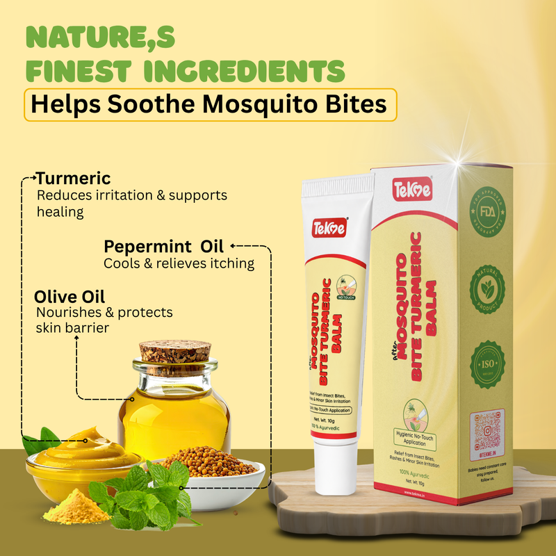 Tekme No-Touch Applicator After Mosquito Bite Turmeric Balm for Baby | Relief from Insect Bites, Itching, Rashes & Minor Skin Irritation (10g x Pack of 1)