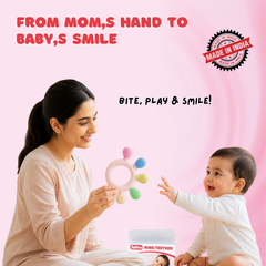 Tekme Silicone Ring Teether for Babies 3-12 Months | Made in India Baby Teething Toys | BPA Free Food Grade Silicone Teether | Sensory Chew Toy with Multiple Textures & Easy Grip Design (Pack of 1)