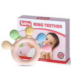 Tekme Silicone Ring Teether for Babies 3-12 Months | Made in India Baby Teething Toys | BPA Free Food Grade Silicone Teether | Sensory Chew Toy with Multiple Textures & Easy Grip Design (Pack of 1)