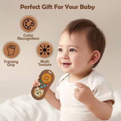 Cute Cat Silicone Baby Teething Toy Brown