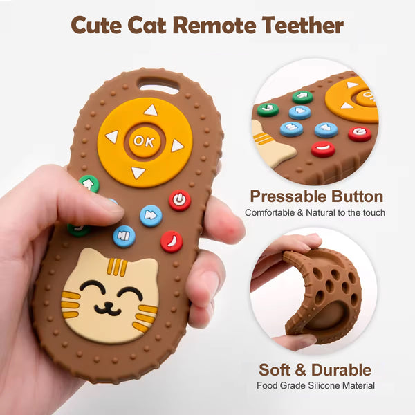 Cute Cat Silicone Baby Teething Toy Brown